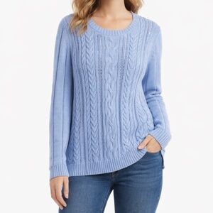 Talbots blue chunky cable knit soft cozy long sleeve coastal sweater size XLP